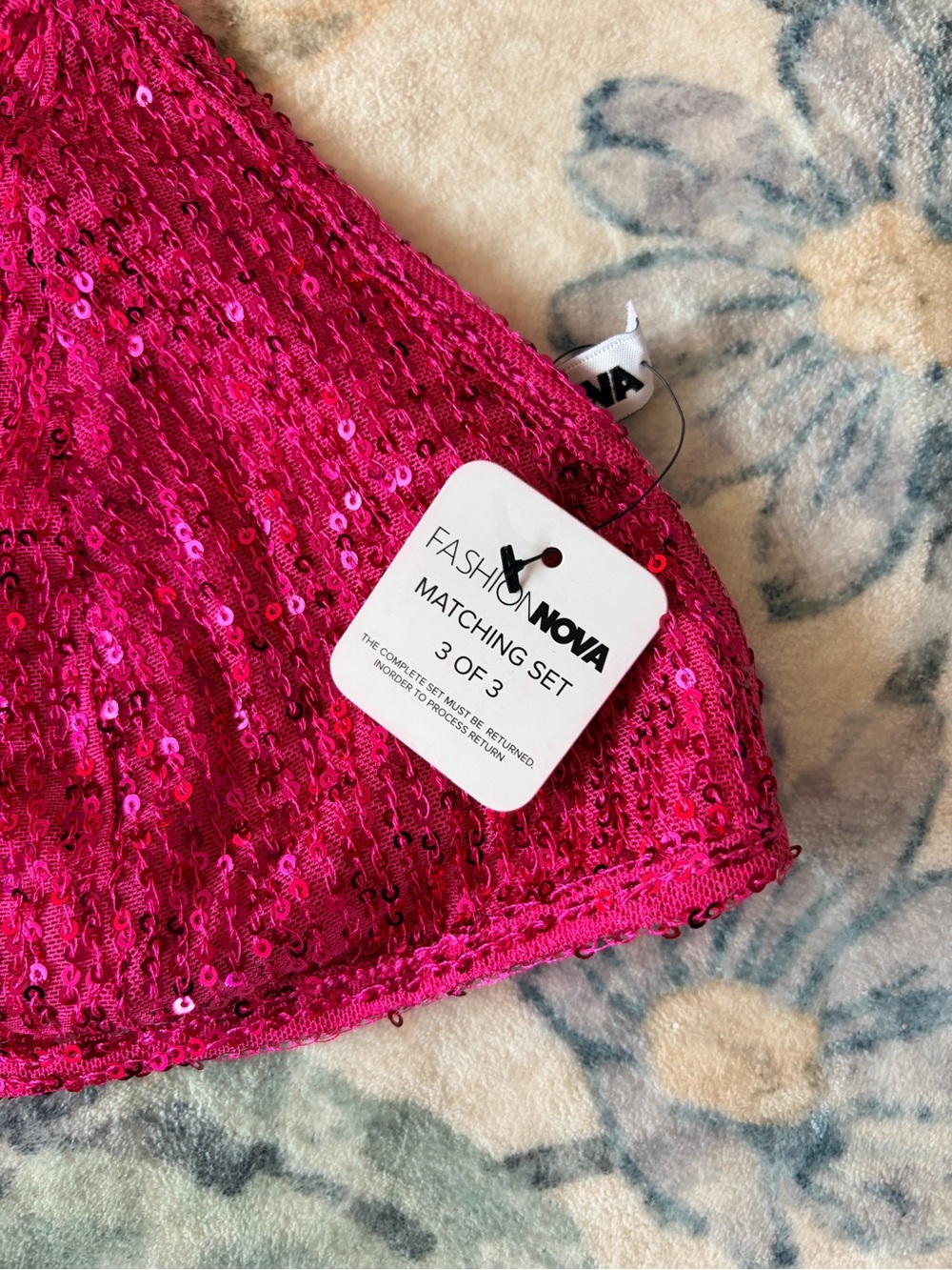 Fashion Nova Hot Pink Sparkle 3-Piece Pantsuit Set - Picture 12 of 12